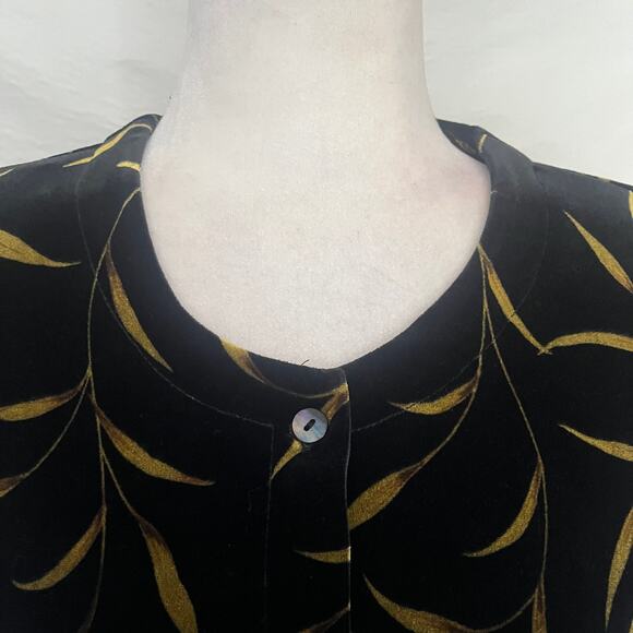 Vtg Casual Corner Annex 90s Velvet Crop Jacket Sz 6 Whimsigoth Gold Leaf Retro - Picture 3 of 12